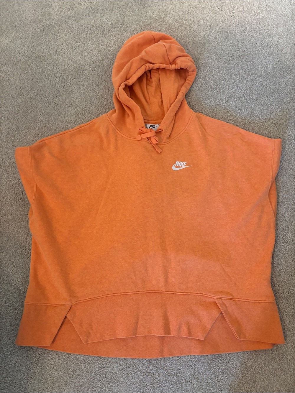 Nike Orange Off-Shoulder Hooded Short-Sleeve Sweater